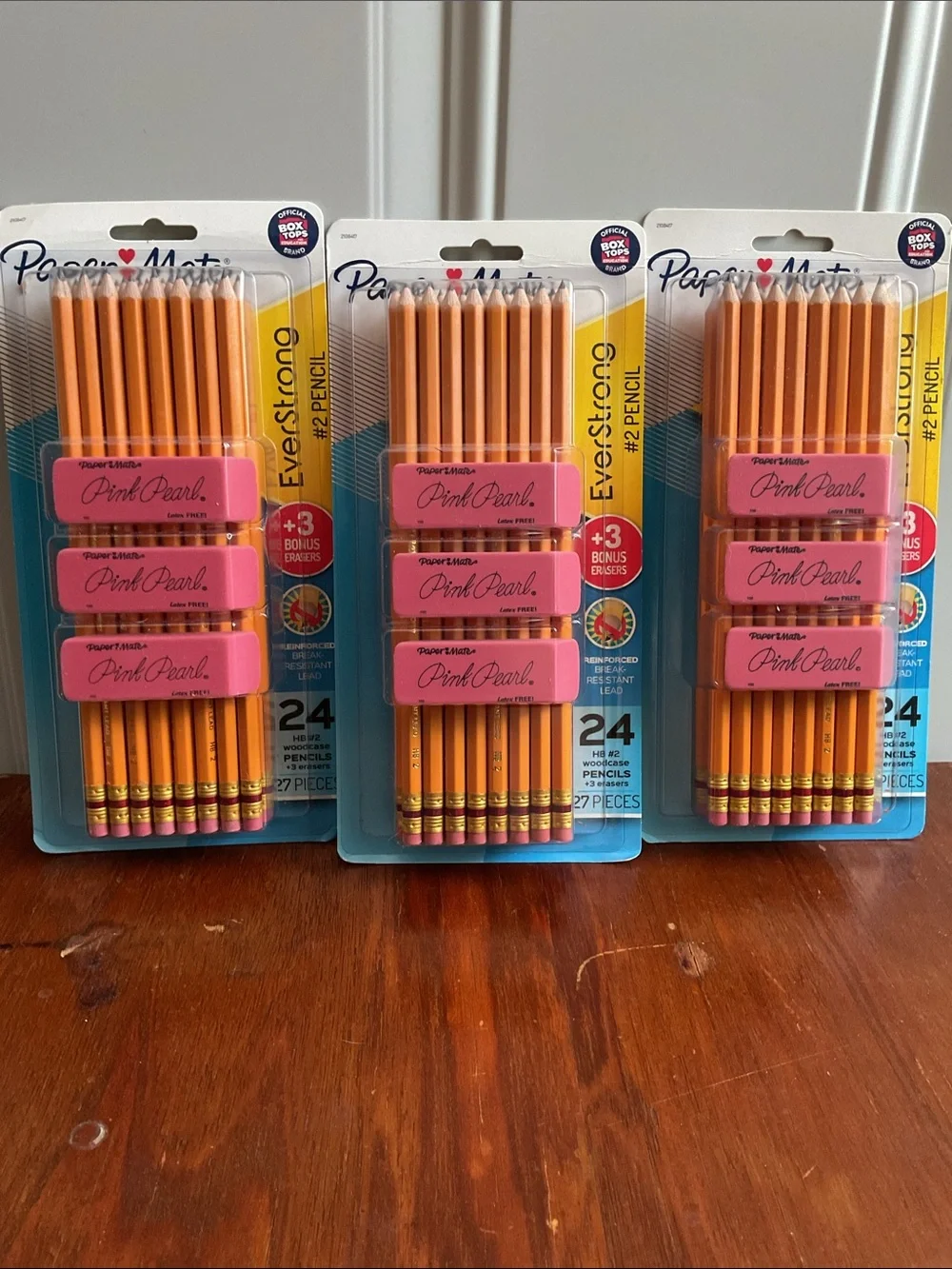 #2 Pencil Pack with Pink Pearl Erasers - Orange Pencils (3 Pack)
